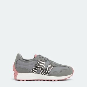New balance Girls' Gray and Pink Athletic Sneakers with Zebra Accent